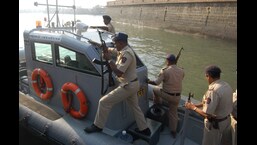 Coastal police patrolling the sea at Kaveri (Hindustan Times)