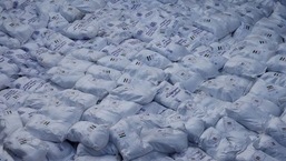 Essential supplies of rice, milk and some critically needed medicines are pictured inside a cargo ship, which arrived from India, amid Sri Lanka's economic crisis, at a port in Colombo, on May 22, 2022.&nbsp;