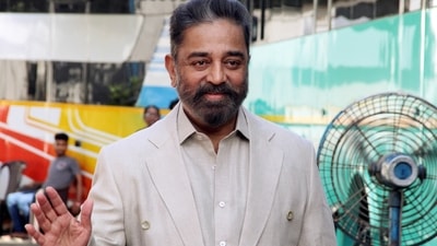 Kamal Haasan poses for a picture at the promotion of Vikram. (ANI) (Ashish Vaishnav) Kamal Haasan poses for a picture at the promotion of Vikram. (ANI) (Ashish Vaishnav)