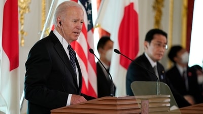 President Joe Biden speaks during a news conference with Japanese Prime Minister Fumio Kishida at Akasaka Palace on Monday, (AP) President Joe Biden speaks during a news conference with Japanese Prime Minister Fumio Kishida at Akasaka Palace on Monday, (AP)