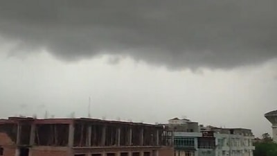 IMD said that impact on vulnerable structures, kutcha houses, traffic and visibility is expected and suggested people to stay indoors and avoid travel if possible. (Screengrab from a video shared by Twitter user @guptaman679) IMD said that impact on vulnerable structures, kutcha houses, traffic and visibility is expected and suggested people to stay indoors and avoid travel if possible. (Screengrab from a video shared by Twitter user @guptaman679)