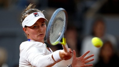 Czech Republic's Barbora Krejcikova in action during her first round match against France's Diane Parry&nbsp; (REUTERS)