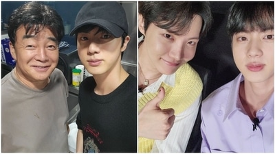 BTS' Jin with South Korean chef Baek Jong-won; with J-Hope.