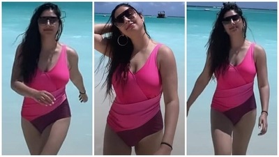 Earlier, Disha had also shared a snippet from her outing on the beach. It showed the Bade Achhe Lagte Hain 2 actor walking out of the water after a dip in the sea, dressed in a dual-toned bright pink and purple monokini. She captioned the post, "Straight outta Baywatch." What do you think of Disha's Maldives vacation looks? (Instagram) Earlier, Disha had also shared a snippet from her outing on the beach. It showed the Bade Achhe Lagte Hain 2 actor walking out of the water after a dip in the sea, dressed in a dual-toned bright pink and purple monokini. She captioned the post, "Straight outta Baywatch." What do you think of Disha's Maldives vacation looks? (Instagram)