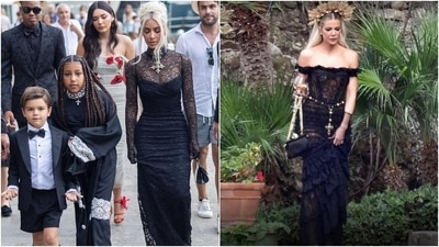 Other family members of the couple, including Kim Kardashian, Khloe Kardashian, Kris Jenner, Kylie and Kendall Jenner, and the couple's children also attended the wedding festivities. (Instagram) Other family members of the couple, including Kim Kardashian, Khloe Kardashian, Kris Jenner, Kylie and Kendall Jenner, and the couple's children also attended the wedding festivities. (Instagram)