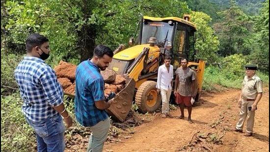 Earlier on Friday, Vishwajit Rane had announced the suspension of a Range Forest Officer as well as issued a show cause notice to deputy conservator of forests, for failing to stop the allegedly illegal intrusion into one of the most densely forested areas of Goa--the Vagheri Hill. (HT PHOTO.) Earlier on Friday, Vishwajit Rane had announced the suspension of a Range Forest Officer as well as issued a show cause notice to deputy conservator of forests, for failing to stop the allegedly illegal intrusion into one of the most densely forested areas of Goa--the Vagheri Hill. (HT PHOTO.)