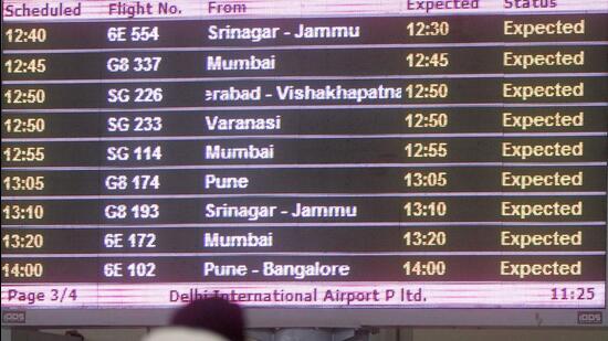 The flight disruptions began around 6 am and the normalcy was resumed from around 9 am. (HT PHOTO)