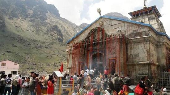 The Kedarnath shrine in Rudraprayag district. (HT PHOTO)
