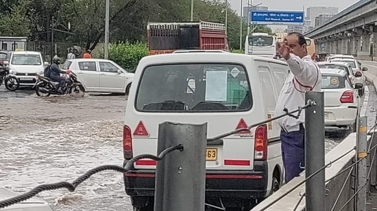 Officials have been helping as commuters stranded in several waterlogged areas, the Gurugram traffic police said.