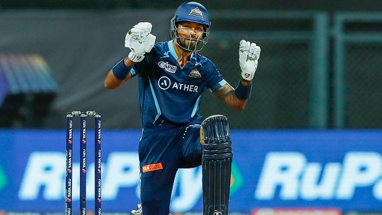 Hardik Pandya of Gujarat Titans(PTI) Hardik Pandya of Gujarat Titans(PTI)