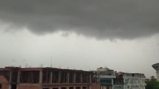 IMD said that impact on vulnerable structures, kutcha houses, traffic and visibility is expected and suggested people to stay indoors and avoid travel if possible.(Screengrab from a video shared by Twitter user @guptaman679)