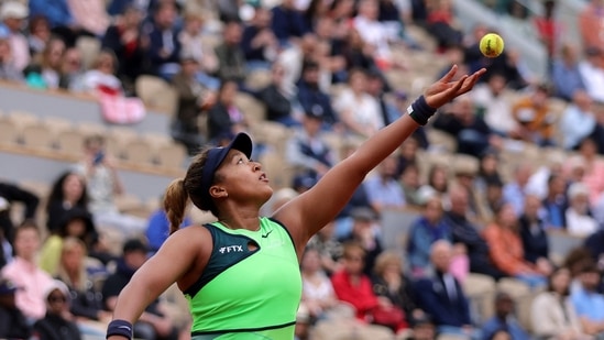 Japan's Naomi Osaka in action during her first round match against Amanda Anisimova&nbsp;(REUTERS)