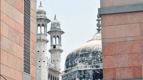 Varanasi, May 19 (ANI): An outer view of the Gyanvapi Mosque, in Varanasi on Friday. (ANI Photo) (Rajesh Kumar)
