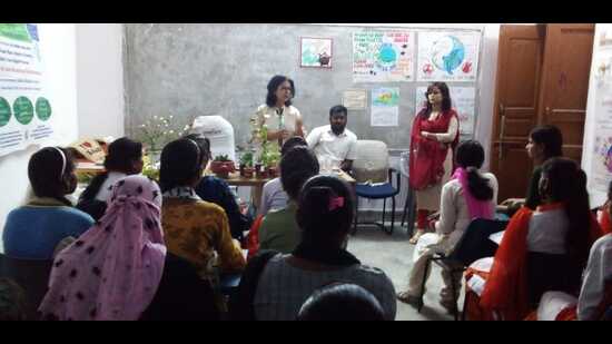 International Biodiversity Day and World Turtle Day being celebrated with the students and faculty members of Vocational Training Institute on Monday. (HT PHOTO) International Biodiversity Day and World Turtle Day being celebrated with the students and faculty members of Vocational Training Institute on Monday. (HT PHOTO)