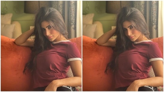For the homely shoot on a Sunday followed by the nap, Mouni opted for a super comfy set of top and skirt.(Instagram/@imouniroy)