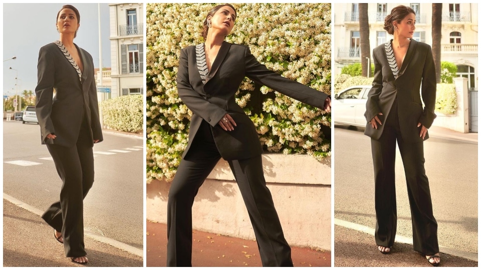Hina Khan turns boss babe in black powersuit at Cannes Film Festival.&nbsp; (Instagram)