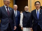 Australian Prime Minister Anthony Albanese, left, US President Joe Biden, Prime Minister Narendra Modi are greeted by Japanese Prime Minister Fumio Kishida, right, during his arrival to the Quad leaders summit at Kantei Palace, Tuesday, in Tokyo. (AP) Australian Prime Minister Anthony Albanese, left, US President Joe Biden, Prime Minister Narendra Modi are greeted by Japanese Prime Minister Fumio Kishida, right, during his arrival to the Quad leaders summit at Kantei Palace, Tuesday, in Tokyo. (AP)