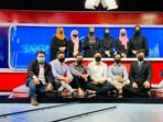 Afghan male TV presenters also cover their faces in solidarity with their female colleagues. (Image courtesy: @HSajwanization) Afghan male TV presenters also cover their faces in solidarity with their female colleagues. (Image courtesy: @HSajwanization)