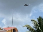 A picture of the F-18 taking a sortie over Goa is being shared on social media. A picture of the F-18 taking a sortie over Goa is being shared on social media.
