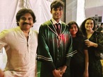 Actor Pawan Kalyan and ex-wife Renu Desai with their son Akira Nandan. Actor Pawan Kalyan and ex-wife Renu Desai with their son Akira Nandan.