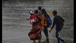 A dust storm followed by massive cloud cover and rain caught residents and commuters in the state capital by surprise on Monday and also brought much-needed relief from the scorching heat.  Tuesday's daytime temperature was 30.2 degrees Celsius.  (FILE PHOTO DEEPAK GUPTA/HT)