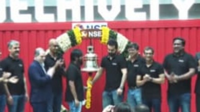 NSE rings opening bell as Delhivery makes market debut.&nbsp; (Twitter)