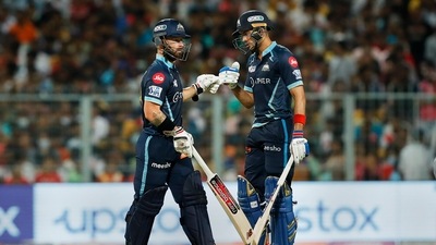 Shubman Gill then dominated the powerplay, scoring 35 off 21 balls. (PTI) Shubman Gill then dominated the powerplay, scoring 35 off 21 balls. (PTI)