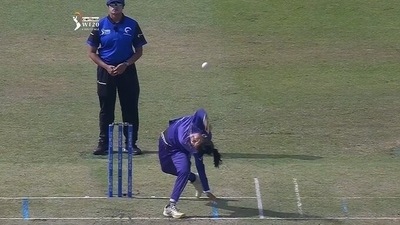 Maya Sonawane during 2022 Women's T20 Challenge match (Twitter ) Maya Sonawane during 2022 Women's T20 Challenge match (Twitter )