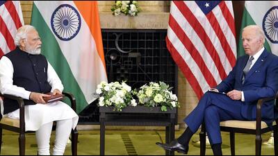 Prime Minister Narendra Modi with US President Joe Biden in Tokyo on Tuesday. (ANI Photo/PIB) Prime Minister Narendra Modi with US President Joe Biden in Tokyo on Tuesday. (ANI Photo/PIB)