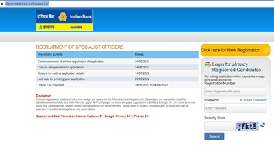 Indian Bank recruitment: Apply for 312 Specialist Officer posts at ibps.in Indian Bank recruitment: Apply for 312 Specialist Officer posts at ibps.in