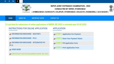 NIPER JEE 2022: Last date to apply for Masters and PhD courses is May 25 NIPER JEE 2022: Last date to apply for Masters and PhD courses is May 25