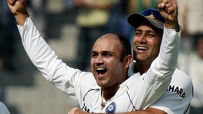Anil Kumble and Virender Sehwag in 2008.&nbsp; (Getty)