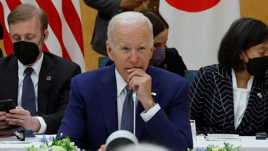 US President Joe Biden at Kantei Palace in Tokyo.