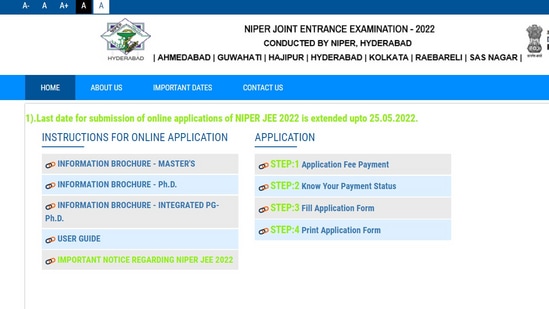 NIPER JEE 2022: Last date to apply for Masters and PhD courses is May 25