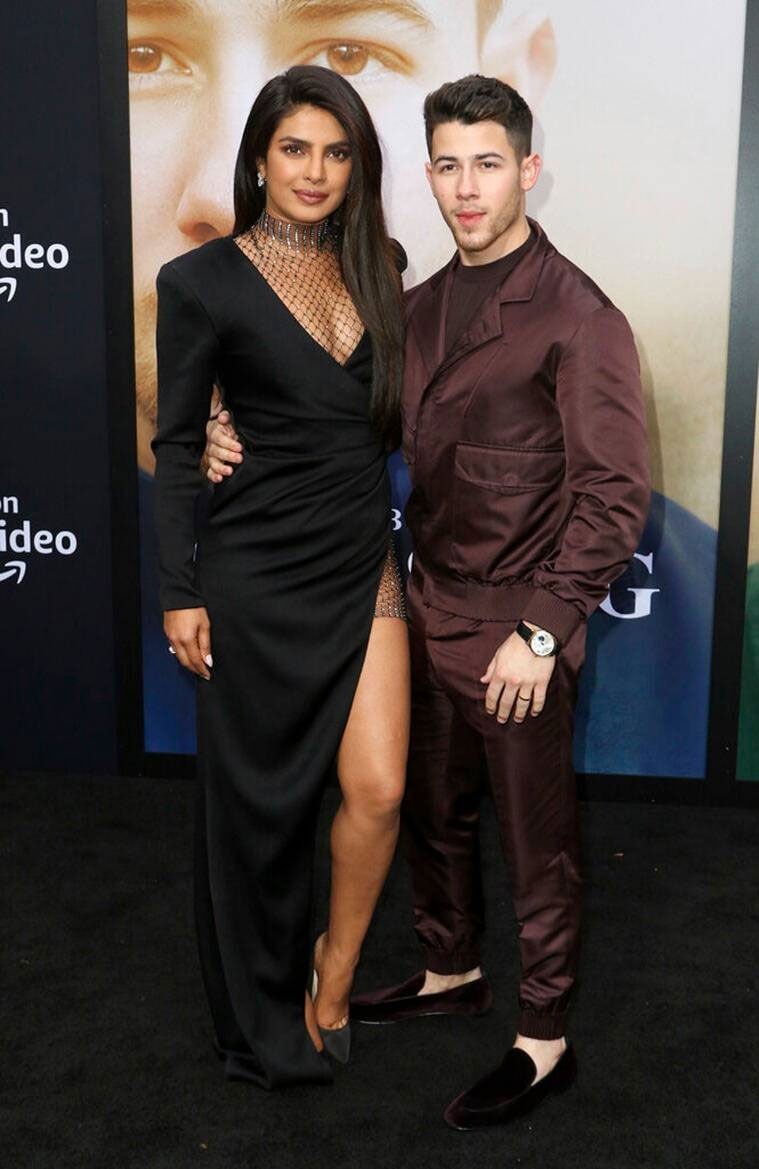 Priyanka Chopra and Nick Jonas at the premiere of Chasing Happiness in Los Angeles in 2019. (AP)