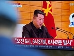 A TV screen shows a news program reporting about North Korea's missile launch with a file footage of North Korean leader Kim Jong Un, at a train station in Seoul, South Korea, Wednesday. A TV screen shows a news program reporting about North Korea's missile launch with a file footage of North Korean leader Kim Jong Un, at a train station in Seoul, South Korea, Wednesday.