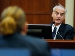 Dr. David Spiegel testifies in the courtroom at the Fairfax County Circuit Courthouse in Fairfax, Virginia, on May 23, 2022. - US actor Johnny Depp sued his ex-wife Amber Heard for libel in Fairfax County Circuit Court after she wrote an op-ed piece in The Washington Post in 2018 referring to herself as a Dr. David Spiegel testifies in the courtroom at the Fairfax County Circuit Courthouse in Fairfax, Virginia, on May 23, 2022. - US actor Johnny Depp sued his ex-wife Amber Heard for libel in Fairfax County Circuit Court after she wrote an op-ed piece in The Washington Post in 2018 referring to herself as a