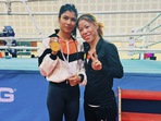Nikhat Zareen with Mary Kom