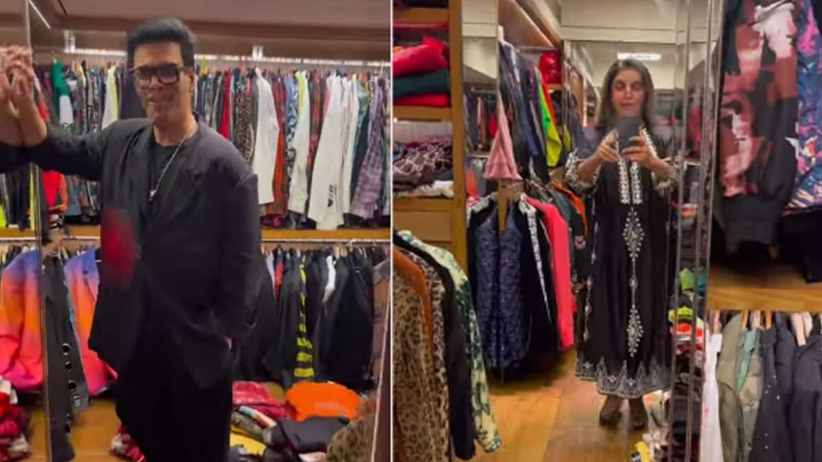 Farah Khan screams ‘oh my god’ as she enters Karan Johar's huge closet, is left speechless at his collection