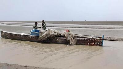 The Pakistani fishing boat was abandoned at Harami Naala in Kutch, closer to the Indo-Pak maritime border. (PTI)