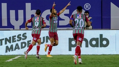 Manvir Singh of ATKMB celebrates a goal (PTI) Manvir Singh of ATKMB celebrates a goal (PTI)
