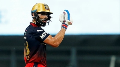 Virat Kohli celebrates his fifty against Gujarat Titans.&nbsp; (PTI)