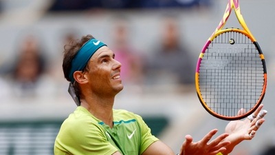 Spain's Rafael Nadal reacts during his first round match against Australia's Jordan Thompson (REUTERS)
