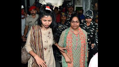 Accused IAS officer Pooja Singhal being brought to the ED court in connection with a money laundering case linked to alleged embezzlement of MGNREGA funds in Khunti district, in Ranchi on Friday. (ANI)