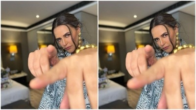 Neha played muse to fashion designer Aartivijay Gupta and picked a co-ord set for the pictures. (Instagram/@nehadhupia)