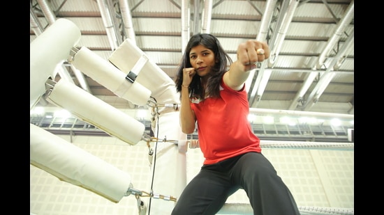 Nikhat Zareen is waiting to relish home-made biryani, post her stupendous victory at the recent 2022 IBS Women’s World Boxing Championships. (Photo: Manoj Verma/HT)
