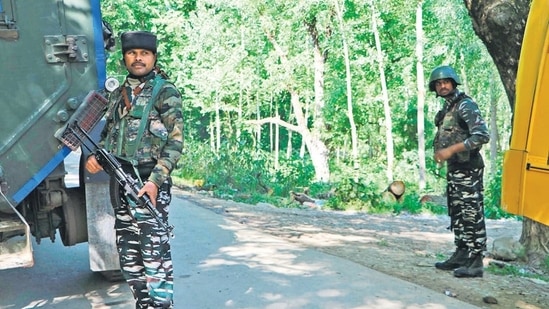 Security personnel stand guard in Kashmir. (ANI File Photo) Security personnel stand guard in Kashmir. (ANI File Photo)