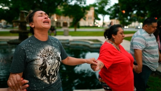 Vigil for the victims of a mass shooting at Robb Elementary School in Uvalde, Texas, on Tuesday, May 24, 2022.(AP)