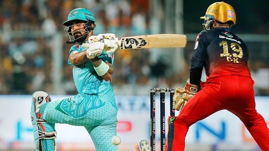 Kolkata: KL Rahul, captain of the Lucknow Super Giants plays a shot during the Indian Premier League 2022 Eliminator cricket match between the Lucknow Super Giants and the Royal Challengers Bangalore, at Eden Gardens in Kolkata, Wednesday, May 25, 2022. (Sportzpics for IPL / PTI Photos) ( PTI05_25_2022_000259A) (PTI)