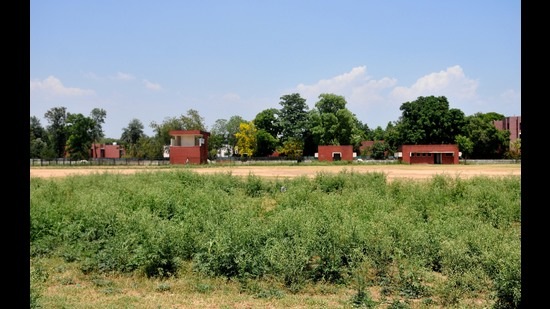 Besides not enforcing the ban on gatherings, the local administration has also failed to maintain the designated protest site in Sector 25, Chandigarh. (Ravi Kumar/HT)